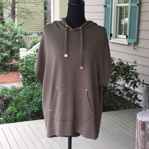 Olive colored Hooded Poncho with Front Pocket